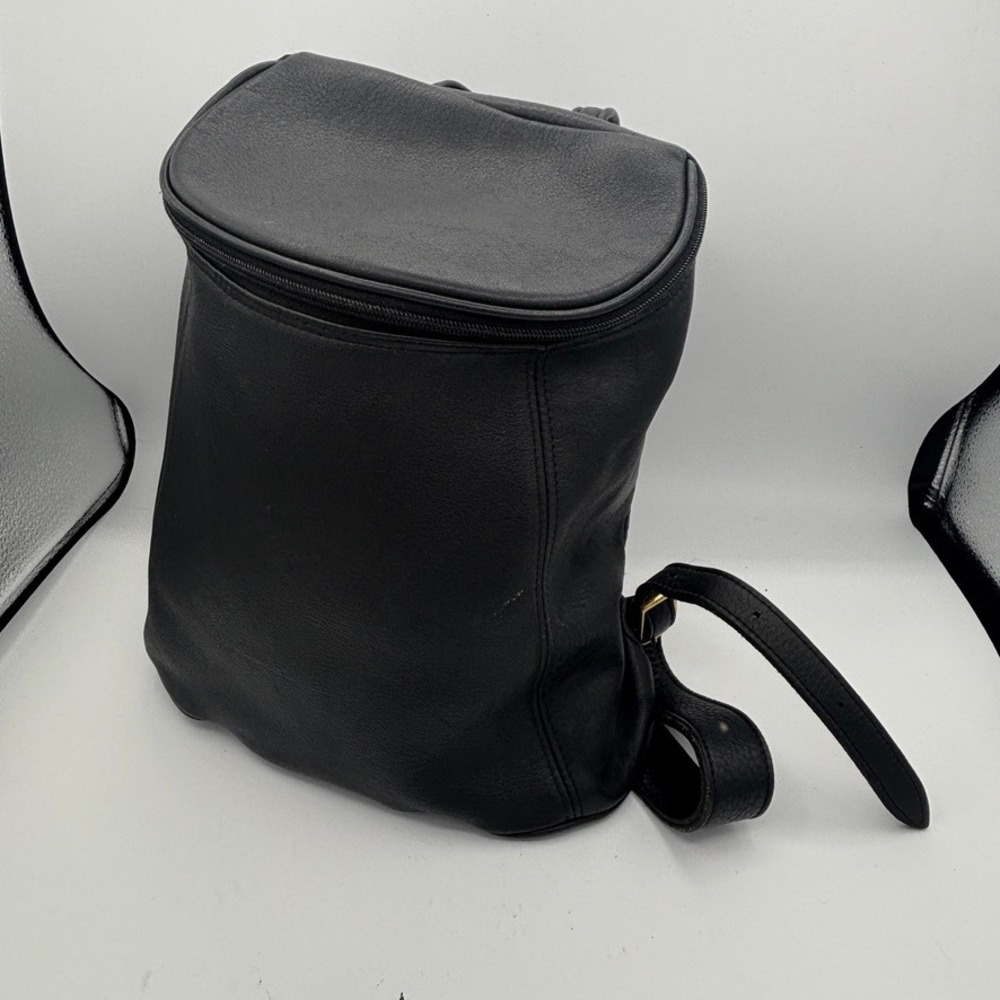 Vtg M. London Leathercraft Backpack Black Leather Purse Minimalist Rucksack EUC